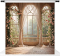 Kate Flower Wall Backdrops for Photography Arch Photo Background Window Curtain Wedding Photo Prop, 8x8ft