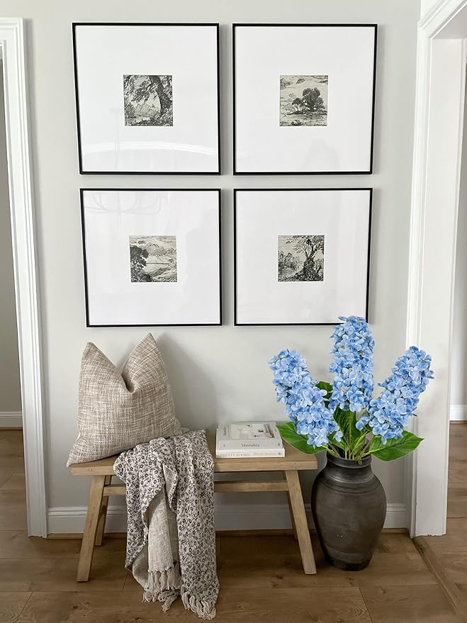 Artificial Hydrangea Flowers Real Touch – 3PCS 24.8" Faux Cone Hydrangea Stems for Tall Vases, Home Décor, Wedding Centerpieces, Floral Arrangements – Sky Blue