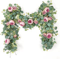 SOMYTING 2 Pack 13FT Flower Garland, Artificial Rose Vine Fake Flower Garland Silk Rose Peony Hanging Vine Faux Floral Garlands for Wedding Party Arch Table Wall Backdrop Decoration (Vintage Pink)