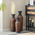 3 Pack Floor Vases Home Decor Large Tall, Modern Vintage PVC Vase for Living Room Floor Vase Set for Decorative Home 24-28 Inch 3pcs Black+Brown
