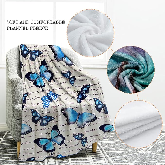 Jekeno Butterfly Throw Blanket Gifts for Women Girls, Christmas Birthday Valentines Day Butterfly Gifts for Butterflies Lovers Adult Kids,Butterfly Colorful Blanket Decor for Home Bed Couch