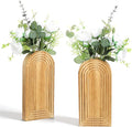 2 Pack Wood Wall Planter Vase,Wall Vases for Flowers Boho Walls Decor Wooden Vases Mounted Wooden Planters Holder Walls Plant for Living Room, Bedroom, Bathroom-11.75X5.45 Inches