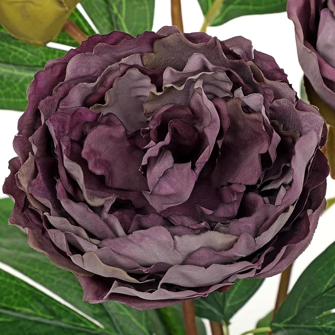 Briful 3 Pack Artificial Peony Flower 27.5" Purple Silk Peonies Floral Stems Real Touch Faux Peony Flower for Wedding Bouquets Home Floral Arrangements Table Centerpieces DIY Décor