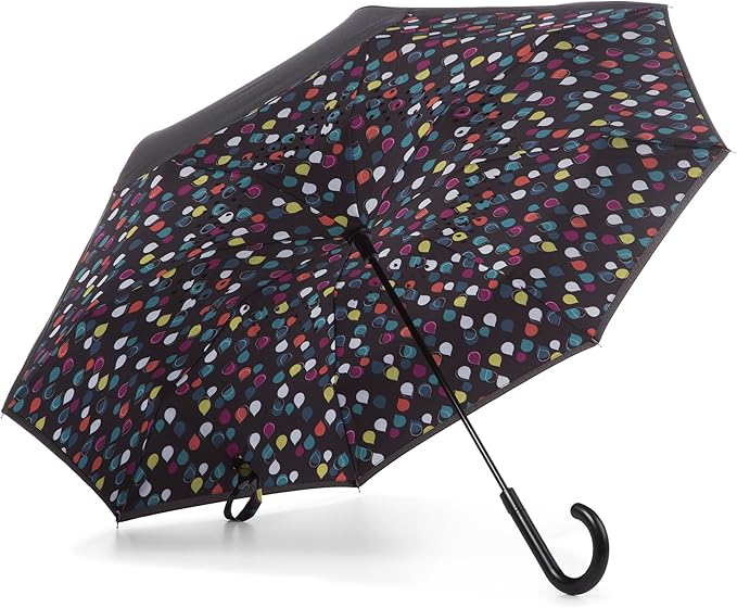 Totes Auto Reverse Close Windproof Stick Inbrella with Water Repellent Protection
