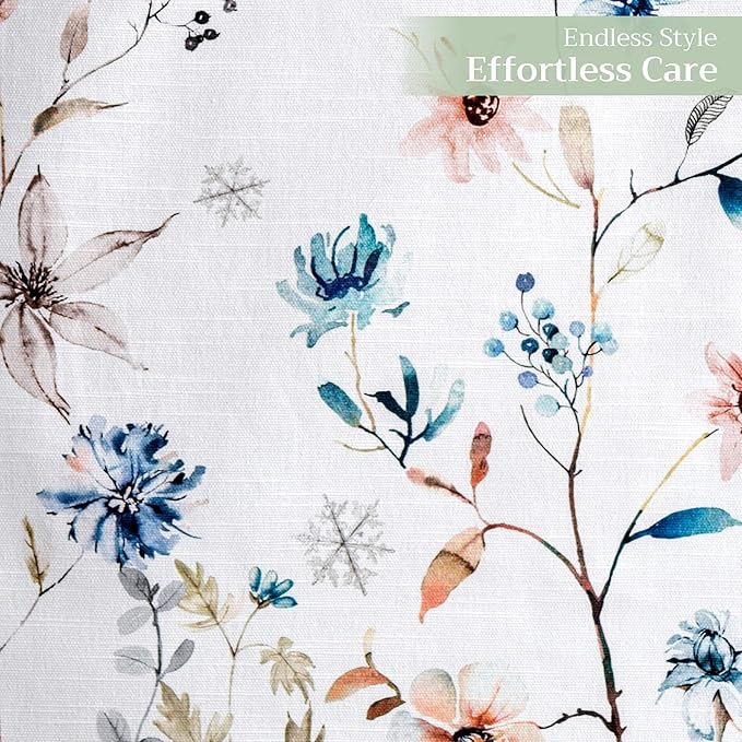 Maison d' Hermine Table Runner 100% Cotton Double Layer Table Runners 108 inches Long for Thanksgiving Christmas Decorations Home Kitchen Dining Party Wedding (Ice Florals, 14.5" x 108")