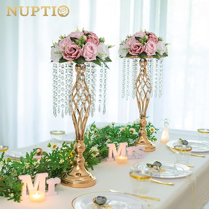 NUPTIO Flower Balls for Wedding Centerpieces - 6 Pcs 9.5 inch Diameter Fake Flower Ball Arrangement Bouquet Party Centerpieces for Tables - Dusty Rose Bouquet Centerpiece Flowers for Wedding Table