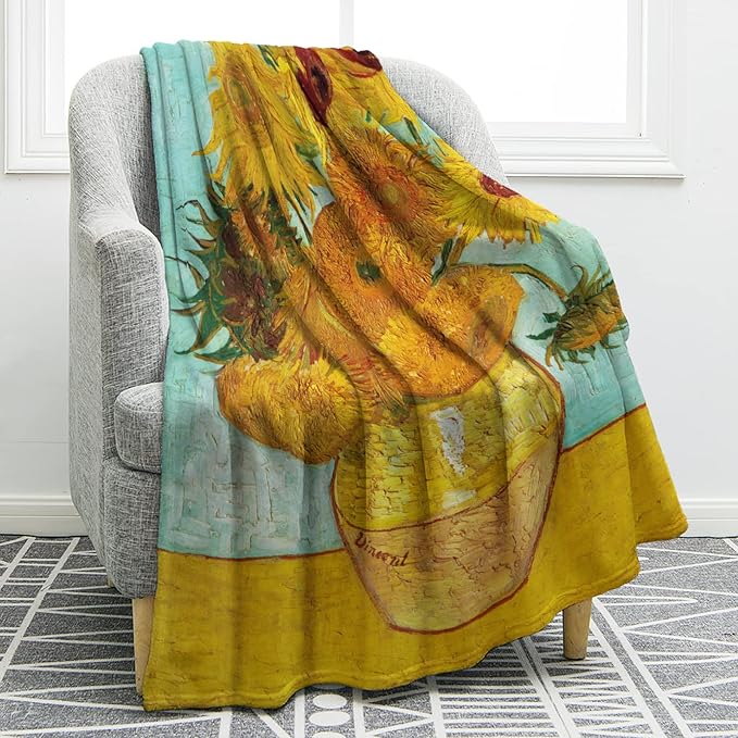 Jekeno Sunflower Gifts Blanket for Women Girls, Art Decor Gifts for Sunflower Lovers Adult Kids, Flower Gift Blanket for Home Living Room Bed Couch