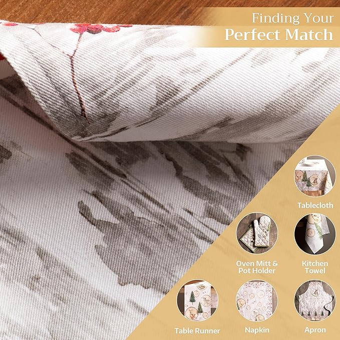 Maison d' Hermine Placemats Set of 4 100% Cotton Washable Cloth Place Mats, Reusable Table Mats for Thanksgiving Christmas Decorations Kitchen Dining Party Wedding (Mountain Life, 13" x 19")