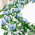 6FT Bendable Flower Garland, Artificial Rose Vine Hanging Floral Garland Decoration for Weding Home Room Wall Decor (Blue, 2pcs)
