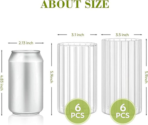 16 Packs Ribbed Glass Vase, 5.5/6 Inch Tall Clear Propagation Flower Vases in Bulk Glass Cylinder Vases for Centerpieces, Floating Candle Vases for House Warming Decoration Party