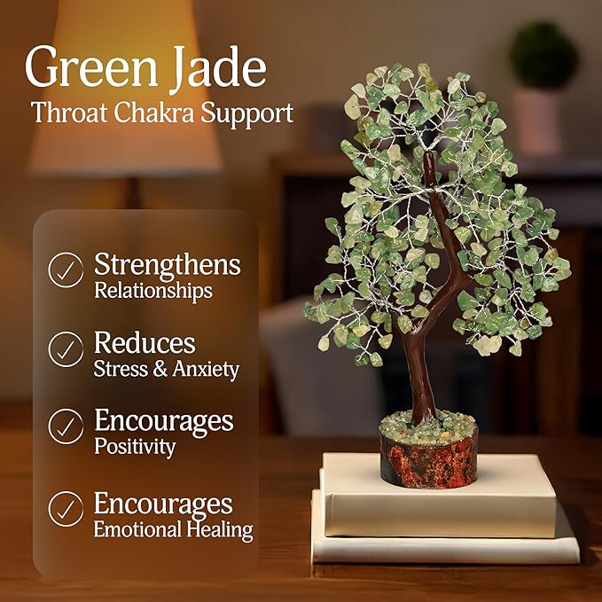 YATSKIA Green Jade Stone - Artificial Trees, Bonzai Tree, Green Jade, Healing Stone, Crystals Tree, Crystal Tree of Life, Crystal Items for Gift