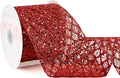 VATIN 4" Red Fall Ribbon, Red Glitter Mesh Diamond Web Sequin Dots Wired Christmas Ribbon for Gift Wrapping Bow Making Wreath Supply-10 Yards