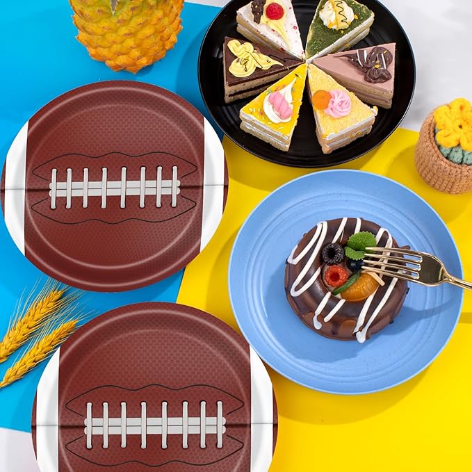 40 Pcs Football Plates and Napkins Party Supplies, 20 9" Disposable Paper Plates and Napkins, Modern Football Theme Tableware Set for Kids Birthday Party, Baby Shower, Serves 20