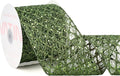 VATIN 4" Moss Green Christmas Ribbon, Green Glitter Mesh Diamond Web Sequin Dots Wired Christmas Ribbon for Gift Wrapping Bow Making Wreath Supply-10 Yards