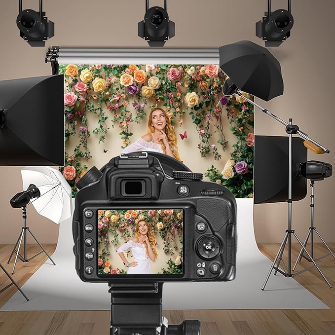 Baocicco 20x10ft Flowers Wall Photography Background Butterfly Spring Floral Botanical Banner Backdrop Vintage Wedding Birthday Backdrop Decorations Girls Party Table Cake Decoration Photo Props