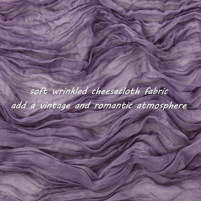 Fivenl 12 Pack Grape Cheesecloth Boho Gauze Table Runner 35x72 Inch Rustic Elegant Long Table Runner Wedding Bridal Shower Birthday Party Table Decor