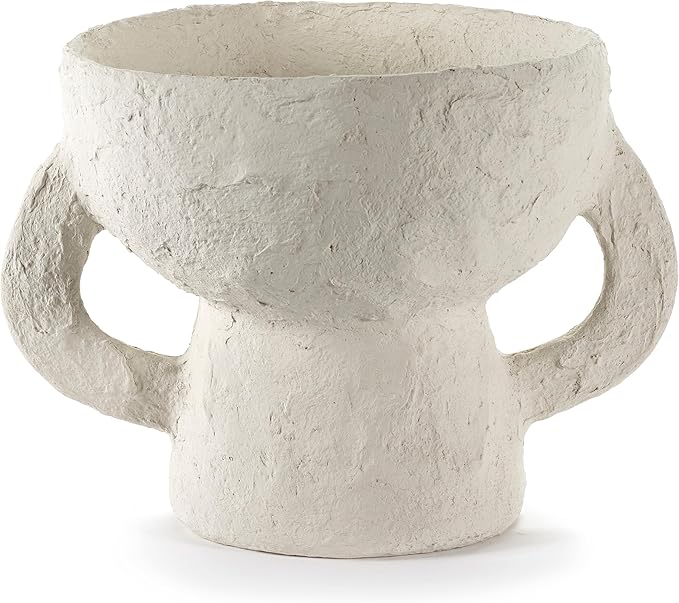 Serax Decorative Vase with Handles | Earth interior accessories by Marie Michielssen | White Paper Mache Home Decor Living Room on Coffee Table | Kitchen Decorations | Entryway Table Decor Shelf Pot S