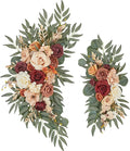 Ting's time Wedding Arch Flowers Set of 2 Flower Swag Arrangements Burnt Orange Wedding Welcome Signs Terracotta Flowers for Wedding Ceremony and Reception Backdrop