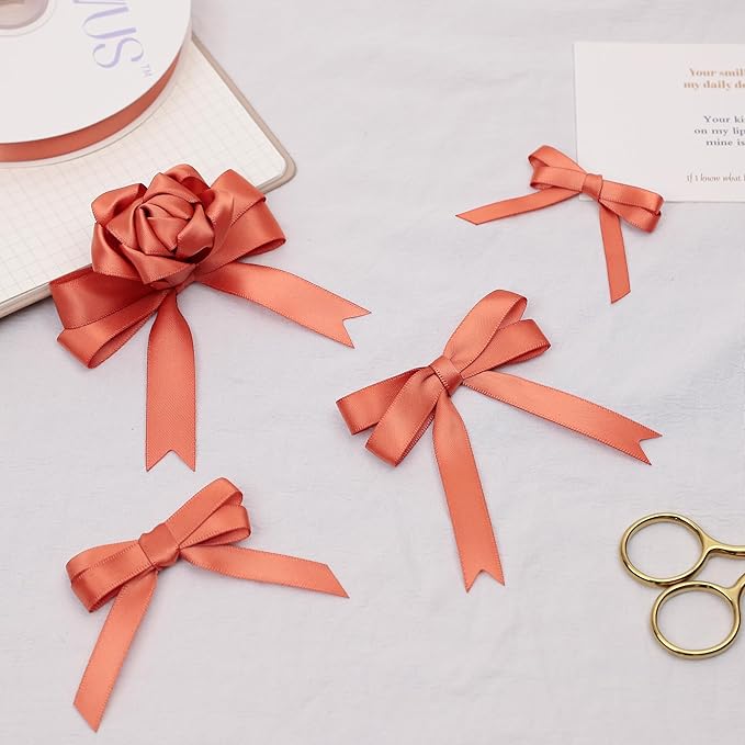 Copper Satin Ribbon, Double Faced 3/8 Inch X 25 Yards Copper Ribbon, Premium Satin Ribbon for Gift Wrapping, Crafts, Hair Bow Making, Sewing, Flower Bouquet, Wedding Party Decor