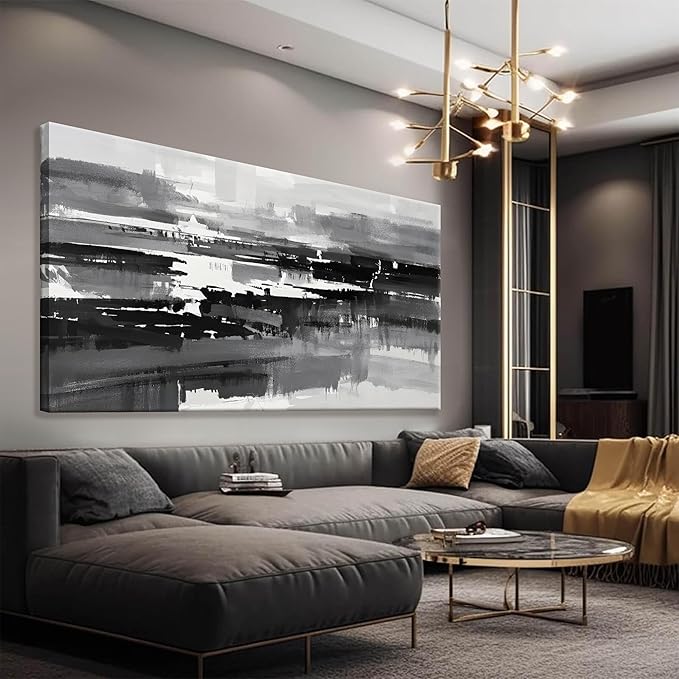 Abstract Wall Art For Bedroom Office Decor Grey And White Wall Art Painting Canvas Art Wall Decor Prints Ready To Hang Abstract Art Pictures 20×40 Inch