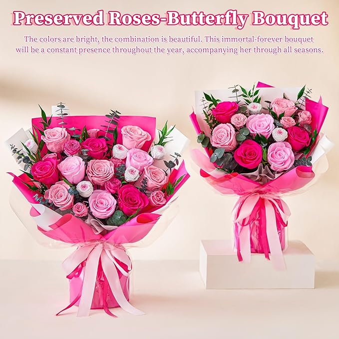 Flowers for Delivery Prime Forever Flowers Preserved Roses Bouquets Purple Flower Birthday Gifts for Women Valentine's Day Mothers Day Graduation
