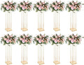 LoveCat Set of 10 Wedding Centerpieces Geometric High Gold Vases - 31.5" Artificial Flower Display Stand for Wedding Christmas Carnival Party Dinner Event Hotel Home Decor Arrangement