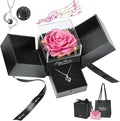 Emibele Preserved Rose Gifts for Women, Eternal Flower Rose Box with Heart Necklace, Romantic I Love You Gifts for Her Women Wife Mom Grandma on Valentines Mothers Day Birthday Anniversary