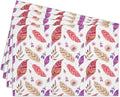 Cotton Linen Waterproof Placemats Set of 4, Feathers Leaves Dining Mat Table Mats Decor Fabric for Kitchen Dinner Coffee Shop Table, Indoor/Outdoor Washable Wipeable Placemat -N024