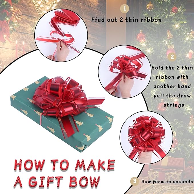 12Pcs Mixed Color Pull Bow Wrapping Pull Bow Ribbon Pull Bows for Wedding Baskets,6 Inches Diameter Gift Bows, Large Bows for Presents (Style5, 12Pcs)