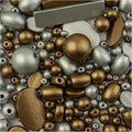 John Bead 90g Craft Beads Silver and Gold Wood Beads with Elastic Nylon Cord