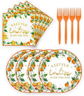 72 Pcs Little Cutie Baby Shower Party Supplies - Orange Birthday Decorations, Paper Plates and Napkins Set - A Little Cutie is on The Way Tableware Serves 24