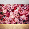 8x6ft Flower Backdrop Pink Red Rose Flowers Floral Wall Photography Background Birthday Baby Shower Wedding Party Banner Decorations Supplies Photo Booth Props
