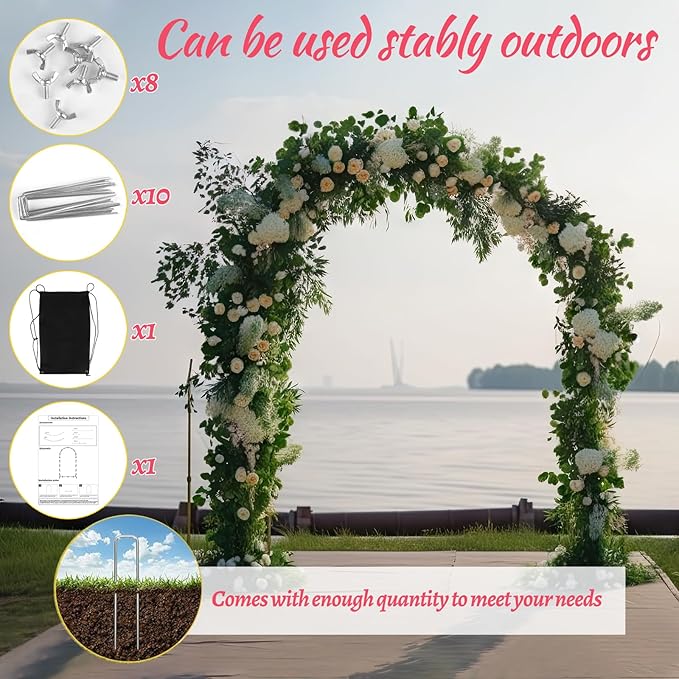 7.2FT Metal Arch Backdrop Stand,Gold Wedding Arched Backdrop Stand Frame for Wedding Party Balloon Decoration Birthday Graduation Ceremony Baby Shower Garden Floral