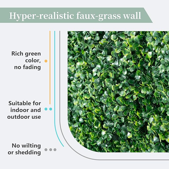 5×8 Ft 3D Artificial Green Grass Flower Wall Panels, Quick Assembly Storage Greenery Fake Backdrop Fence Screen for Wedding Baby Show Birthday Party Indoor Outdoor Garden Backyard Home Decor