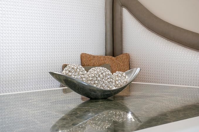 Modern Day Accents 3877 Facetas Perla 3" Silver Cristal & Pearl Spheres - Set of 2, Home Decor, Coffee Table Decor, Decorative Balls, Gem Sphere Ball, Modern Home Decor, Bowl fillers, Gemstone
