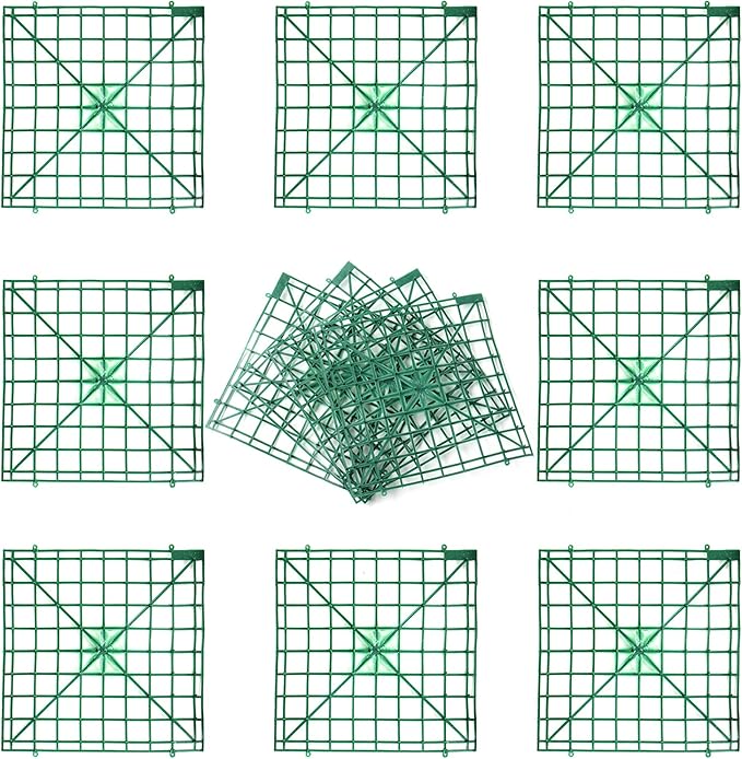 Artificial Flower Grid Panels,DIY Flowers Wall Frames,Flowers Wall Arches Backdrop,Plastic Fences Frames for Wedding Party Flower Grids,Artificial Flowers Plant Base,12Pieces,10x10 Inches
