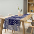 Boho Patchwork Table Runner, Blue White Bohemian Paisley Floral Vintage Farmhouse Table Runner for Kitchen Dining Home Party Holiday, 13x60 Inch