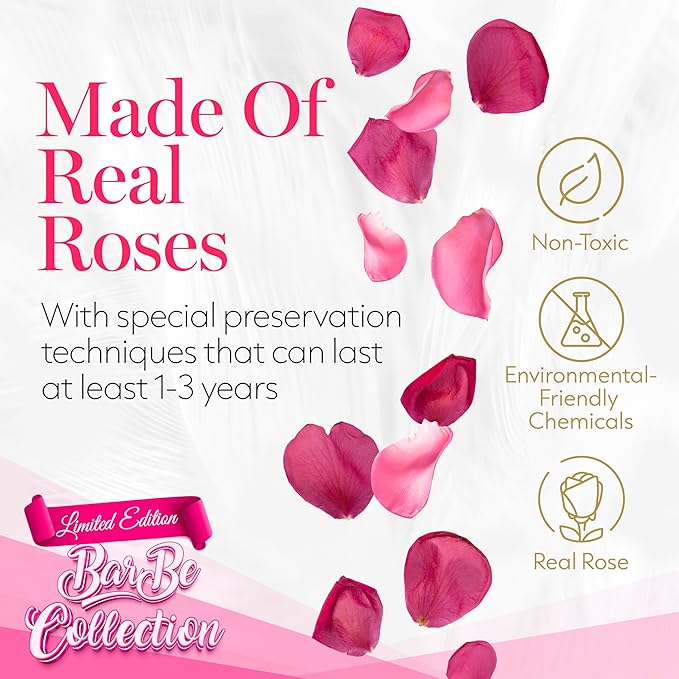 GLAMOUR BOUTIQUE Eternal Preserved Roses in a Box - Flowers Forever, Rose Forever in a Box for Wife, Birthday Gifts for Her, 7 Roses, Velvet Pink