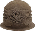 ZLYC Women Wool Cloche Bucket Hat 1920s Vintage Dress Winter Hats with Flower Accent