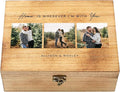 Let's Make Memories Personalized Wooden Keepsake Box With Hinged Lid - Wood Memento Box - Decorative Storage - Home Decor - For Couples, Wedding, Newlyweds - Upload Your Photo - Home Is With You