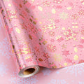MAYPLUSS Christmas Wrapping Paper Roll - 17 Inch X 33 Feet - Gold Reindeer Star Snowflake Star Reversible HO Gift Wrapping Paper, Thick Wrap Paper for Holiday Party New Year Kids