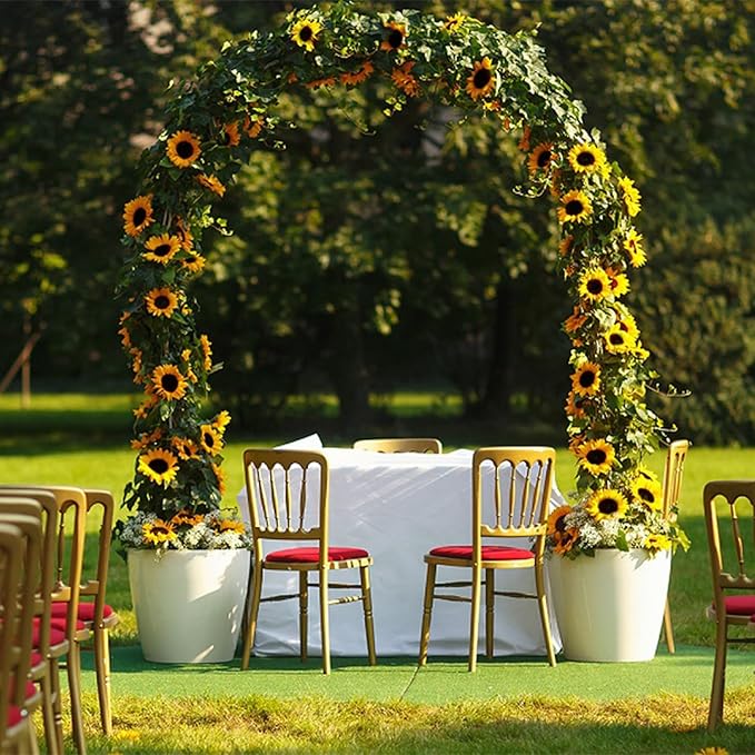 4 Pack Sunflower Garland Decor,7.5ft Artificial Sunflower Vines with Lights,Hanging Fake Silk Flower Garlands for Table Centerpieces Wedding Party Birthday Decorations