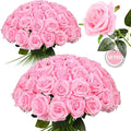 50PCS Artificial Silk Roses in Bulk & Bouquet Long Stem – Realistic Fake Roses for Wedding Centerpieces, Home Decor, Floral Arrangements, Party Decoration (Pink)