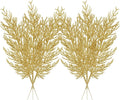 Christmas Glitter Stems 24pcs Artificial Pine Tree Picks for Christmas Tree Ornaments fillers, DIY Xmas Wreath, Crafts, Garland, Holiday, Party, Wedding and Home Decoration(Gold)
