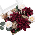 ponatia Artificial Flowers Wedding Flowers Combo for DIY Wedding Bouquets Party Decorations (Gold & Brugundy & Cream)