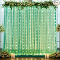 10ft x 8ft Hunter Green Tulle Photo Backdrop Curtain with Lights String for Christmas Party Sheer Curtain Backdrop Drapes for Birthday Party Holiday Wedding Photo Booth Background Room Decorations