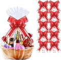 PigPotParty 16"x24" Clear Cellophane Gift Bags - Includes Bows – 10 Pack Cellophane Wrap for Gift Baskets, Plastic Gifts Bags for Gift Giving