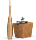 Leewadee Large Gold Home Decor Floor Vase - Wooden 34 inch Tall Farmhouse Decor Flower Holder for Fake Plant and Pampas Grass