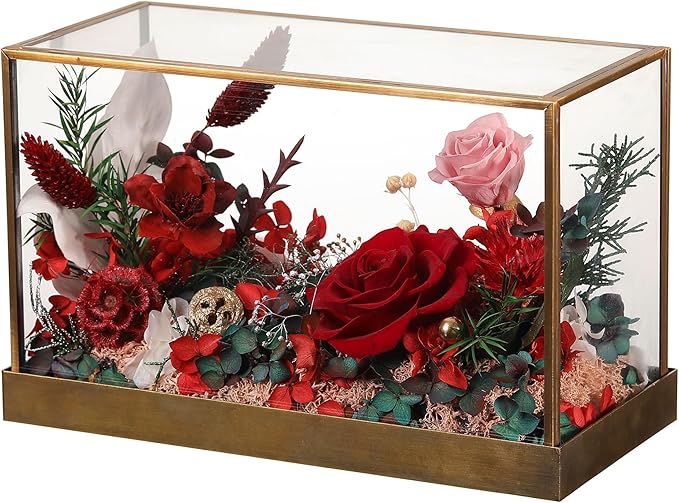 Christmas Flowers Roses Gifts for Mom,Forever Real Preserved Rose in Glass Dome,Christmas Roses Gifts for Women Grandma Wife Mother in Law