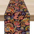 Paisley Table Runner, Rustic Vintage Farmhouse Abstract Boho Floral Leaf Print Table Decor for Home Kitchen Dining Patio Holiday Party Indoor Outdoor Table Decorations 13x36 inch
